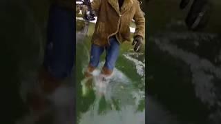 In winter pool wet clothes boots.wetlook. wet jeans. wet fur coat. #pool #wet #boots #wetlook