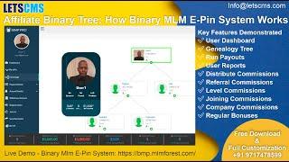 Affiliate Binary Tree: How Binary MLM E-Pin System Works & Install | Free Download & Customizations