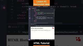 HTML Tutorial - Lesson 5:  HTML Horizontal Rules #shorts  #html #html5course