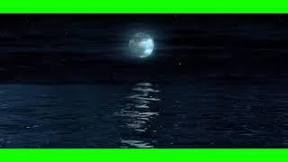 4K Green Screen Free - FULL MOON OVER THE OCEAN