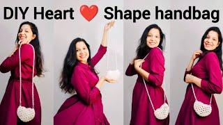 DIY heart ️ shape beads handbag| pearl handbag detailed tutorial | handmade handbag