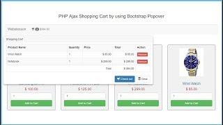 Ajax Shopping Cart in PHP using Bootstrap Popover