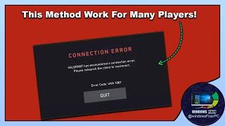 How to Fix Valorant VAN Error 1067 | Connection Error Solution (2024 Solution )