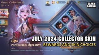 July 2024 Collector Skin Rewards and Skin Choices | Mobile Legends