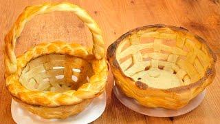 Плетёная пасхальная корзинка из теста / Yeast dough Easter basket recipe  English subtitles