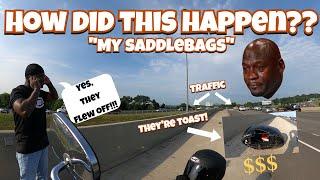 THE DAY I LOSS MY MOTORCYCLE SADDLEBAGS| DAMAGE IS DONE #motorcycle #kawasaki #bagger #bikelife