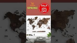 3D Wood World Map Wall Art Decor (L Prime, Walnut) | Luxurious 3D Wooden Wall Map #shorts