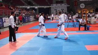 Evgeny Otsimikv v Alisher Akhmedov (Taj) -57kg Male Sparring Semi. ITF World Championships 2013