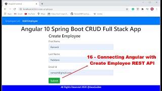 Angular 10 + Spring Boot CRUD Full Stack App - 16 - Connecting Angular with Create Employee REST API