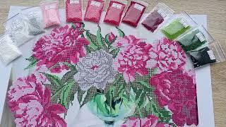 Bead embroidery kit Peonies Flowers