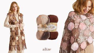Motif Vest and Shawl with Alize Angora Gold Batik