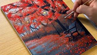 How to Draw Autumn Scenery / Acrylic Painting for Beginners