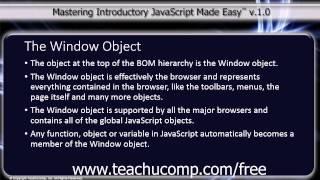 JavaScript Training Tutorial The Window Object