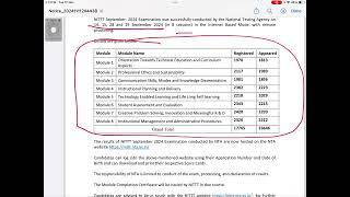 Results of the National Initiative for Technical Teachers Training (NITTT) Examination