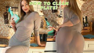 [4K USA Housewife] How to clean the plate? Transparent Haul See Through Try On