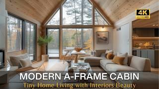 Modern A-Frame Cabin: Tiny Home Living with Interiors Beauty, Scenic Patio & Stunning Mountain Views