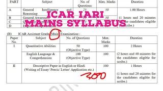 #Syllabus #ICAR #IARI | Syllabus for Mains Of ICAR IARI | do well ATB