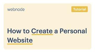 Webnode | How to Create a Personal Website