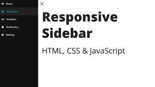 How to Create Responsive Sidebar using HTML, CSS & JavaScript