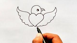 How to draw Flying parrot for beginners | Easy parrot Drawing | Bird Drawing