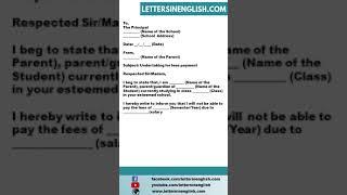 Request Letter for Late Fee Payment In School by Parents