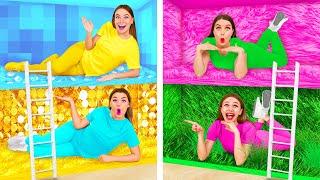 Secret Room Under the Bed Four Colors Challenge | Funny Challenges by BaRaDa