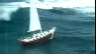 Sailboat gets hit by huge wave