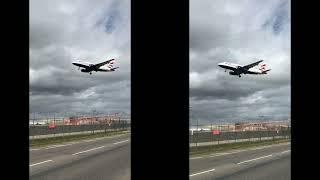 Aircraft landing at Heathrow "3D" stereoscopic video