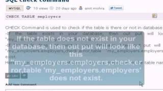 MySQL Tutorial : check command