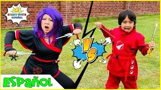 Ninja Ryan vs Dragon Ninja Mamá Domina el Desafío de Los Elementos!!