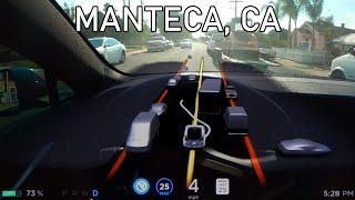 Navigating around Manteca, CA in FSD BETA 9.1