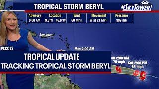 Tropical Storm Beryl likely to become hurricane by Sunday