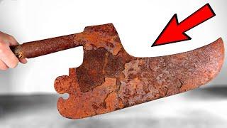 Rust is Peeling this Huge Cleaver - Restoration (with Carbon Fiber Handle)