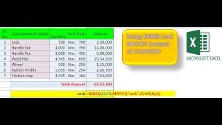 || Using INDEX and MATCH instead of VLOOKUP ||