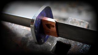 FORGING A WAKIZASHI FROM A RAIL SPRING CLIP PART 2( HEAT TREAT, HABAKI, AND TSUBA