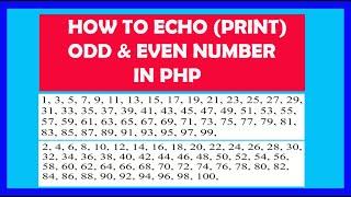 How to print (echo) Odd  and Even number in php