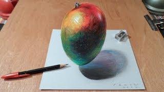 Watch My Draw a 3D Levitating Mango, Trick Art by Vamos