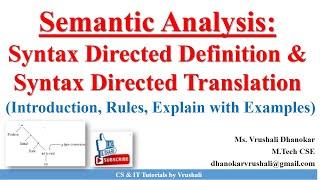SP 18: Semantic Analysis | Syntax Directed Definition | Syntax Directed Translation