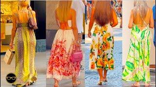 Milan's Summer 2024 Street Fashion: What are People wearing in August in Italy? Backless Maxi Dress
