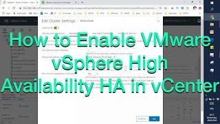 How to Enable VMware vSphere High  Availability HA in vCenter