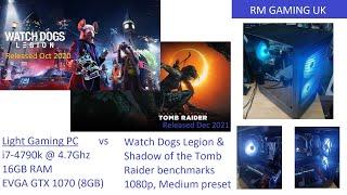 Light Gaming PC (i7-4790k & GTX 1070) runs Shadow of the Tomb Raider & Watch Dogs Legion Benchmarks