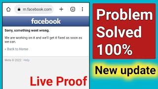 Facebook Something went wrong problem.we are working on it and we'll fixed soon.Facebook page error