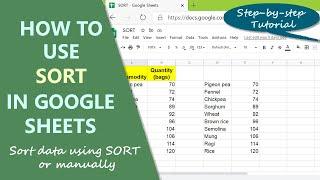 Google Sheets Sort Function | Sort Data in Ascending or Descending Way | Sort Data Manually