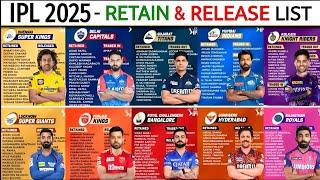 IPL 2025 - ALL TEAMS RETAINED AND RELEASED PLAYERS | IPL 2025 ALL TEAM RETAIN & RELEASE PLAYERS LIST