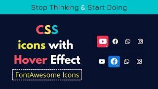 CSS icons with hover effect. How to add fontAwesome icons with hover effect.