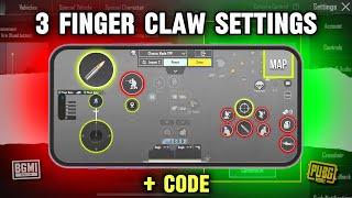 3 finger claw settings pubg mobile & bgmi  +sensitivity & code ️ copy and use!