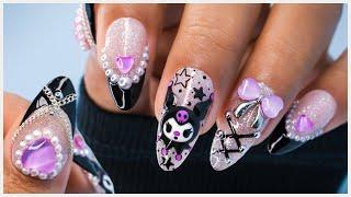 Cute Halloween Kuromi Nail Art Tutorial At Home