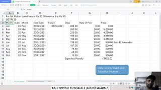 GST Late Fee in Excel | Excel Format for GST late fees