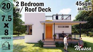 BOX TYPE HOUSE WITH ROOF DECK | 45 sqm. SIMPLE HOUSE DESIGN WITH 2 BEDROOMS