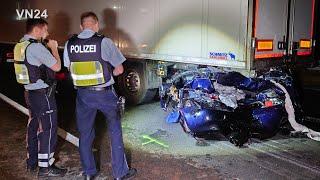 27.06.2022 - VN24 - LKW presst BMW am Stauende unter einen Sattelzug